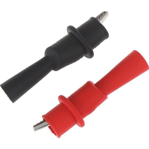 2pcs Red + Black Insulated MultiMeter Test Lead Meter Alligator Clip Crocodile Clamp Probe For Test Tool Accessory