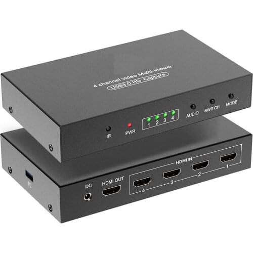 USB3.0 HDMI Video Capture Card, 4-Channel 1080P@60fps HDMI Game Caputre for Multi-Channel Live Streaming with Loop Out for Xbox