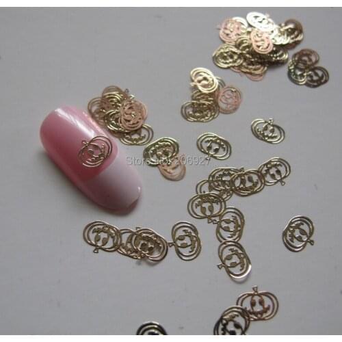 MS193-2 100pcs Gold Cute Pumpkin Metal Sticker Nail Art Metal Sticker Nail Art Decoration Non-adhesive Sticker