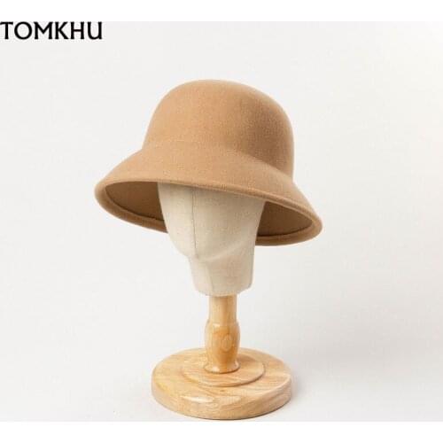 New Korean Version Of The Autumn And Winter New Fashion Casual Woolen Fisherman Hat For Women Wide Brim Wool Felt Fedora Cap