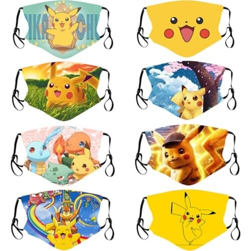2021 New Pokemon Pikachu Cartoon Print Adult Dustproof Gauze Mask 8 Styles Protect Mask Must-have for Adults and Children Gift