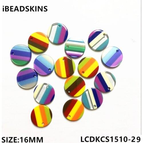 New arrival! 16mm 100pcs/lot acetic acid imitate marble texture stripe coin-shape charm beads for earring/Jewelry DIY