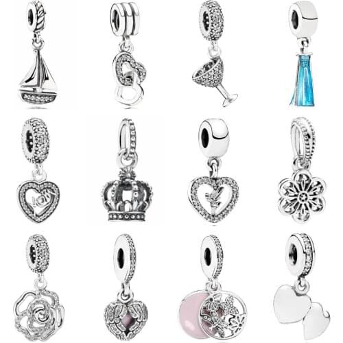 PDD DZ 61 925 Sterling Silver Spring New Charm Pendant with DIY Bracelet Necklace Jewelry Gift Carving Suitable for Women