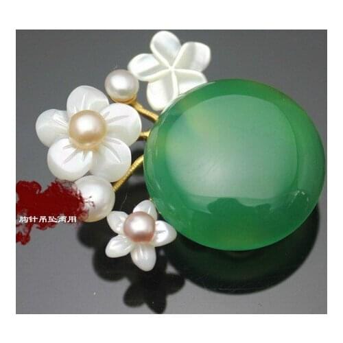 Natural Stone Shell Series Brooch Pendants