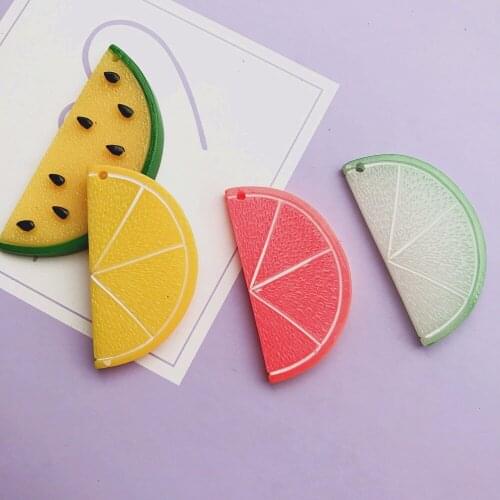 10pcs 66*30mm 55*28mm Imitation Watermelon lemon charms food Jewelry necklace pendant keychain charms for DIY decoration