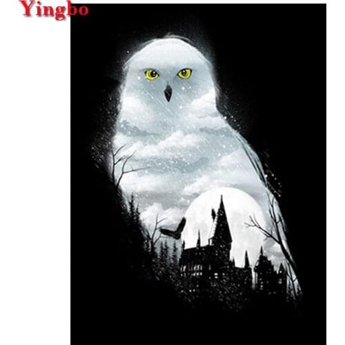 Full square round 5d diy diamond painting Owl castle picture of rhinestone embroidery beads cross stitch kits mosaic diamond art