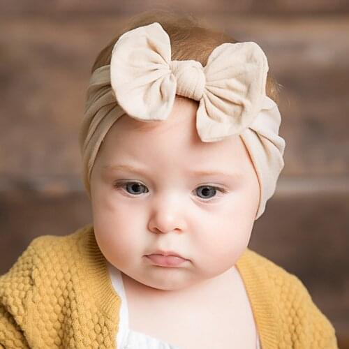 Drop Shipping Sweet Baby Girls Headbands Kids Turban Girls Bows Cotton Nylon Head Bands Toddler Knot Bow Head Wrap 18 Color