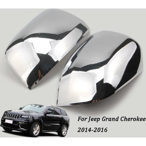 BBQ@FUKA 2PCS Car Side Door Mirror Cover Trim Chromed Fit For Jeep Grand Cherokee 2014-2017 Car Exterior Accessories Styling
