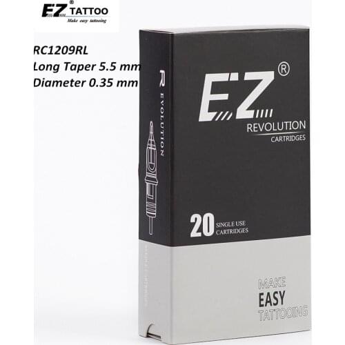 RC1209RL EZ Revolution Tattoo Needle Cartridges Rould Liner # 12 ( 0.35 mm ) Regular Long Taper 5.5mm for cartridge systems
