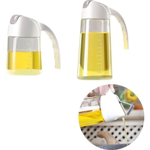 300/630ml Oil Glass Bottle Jar Auto Open Lid Soy Sauce Seasoning Condiment Dispenser Vinger Olive Honey Storage Kitchen Gadgets