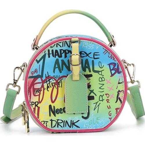 2020 New Small Round Bag Painted Female One Shoulder Handbag Bag Lady Classic Crossbody Bag