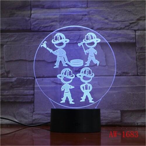 Workers Model Illusion 3d Lamp LED 7 Color changing USB Touch Sensor Desk Table Lamp USB Night Light Dropshipping AW-1683