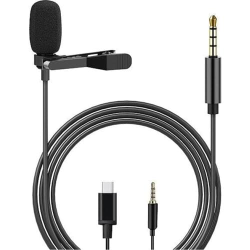 High Sensitivity Mic Tie Clip Type C 3.5mm audio Microphones Clip-on Lapel Speaking Singing Speech for Android Phone