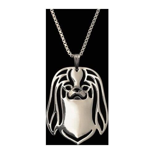 Japanese Chin jewelry- Gold and silver pendant and necklace dog jewelry Simple abstract animal