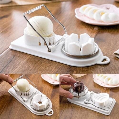 Egg Slicer Tomato Cutter Handheld Mushroom Kiwi Divider Multifunction Slicing Mould Egg Split Device Stainless Steel