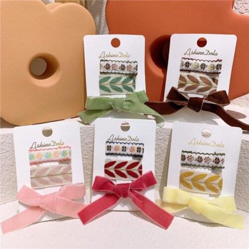 3 Piece Hair Pins For Girls Butterfly Hair Accessories Set Baby Clips Hair Clip Floral Embroidery Headdress For Kids Barrettes