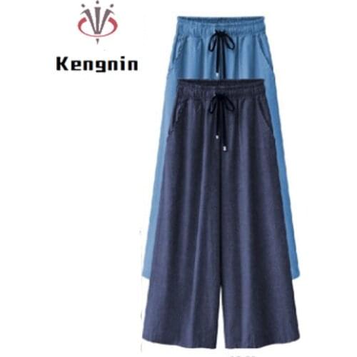 2021 Spring Summer European Style Women Wide Leg Pants Plus Size 5XL Calf-Length Pants Casual Female Trousers Brand Capris KN112