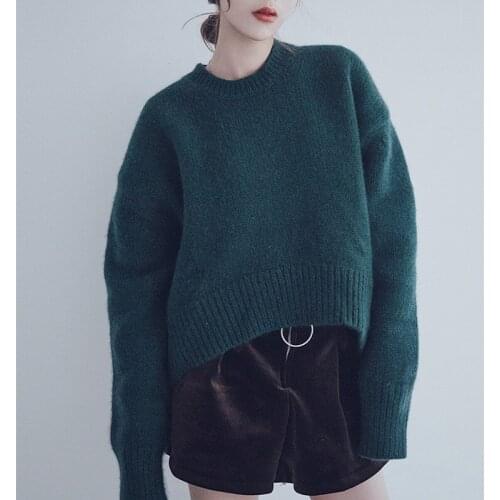 Women Sweater 2019 Winter Thick Cashmere Female O-Neck Solid Color Pullovers Sweater Knitting Short Slim Plus Size New