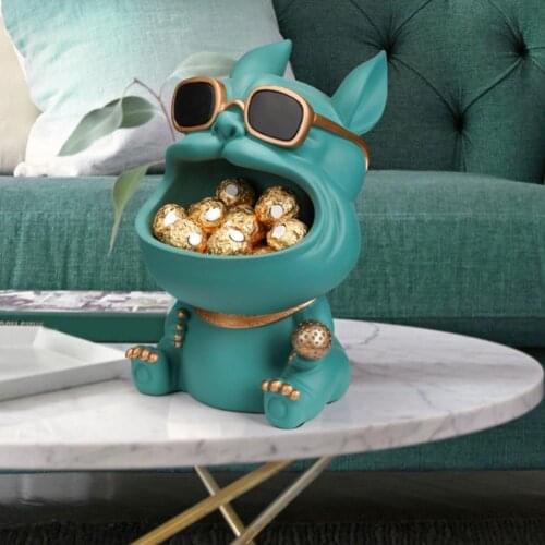 1pc Cool Dog Figurine Big Mouth Dog Cats Storage Box Key Phone Chocolates Candy Storage Basket Home Decor Living Room Ornaments