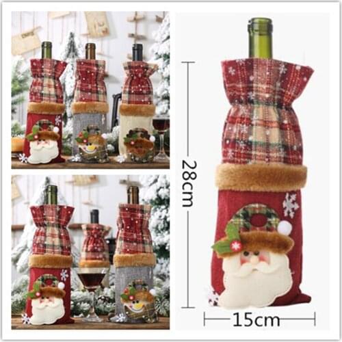 1PC Christmas Wine Bottle Decorations Champagne Bottle Cover Red Wine Bottle Cover Xmas Decor Gift Wrap Bag For Home Table Decor