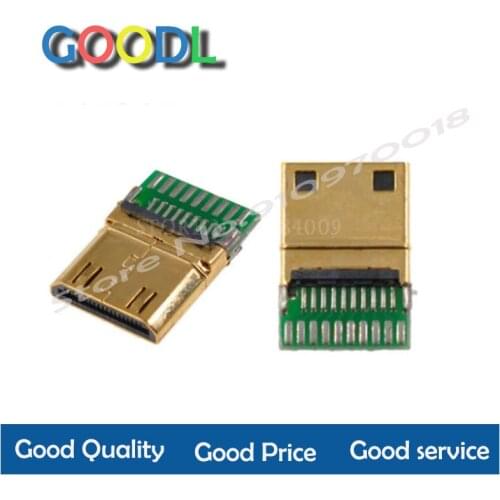 10PCS MINI HDMI 19P with PCB board welding type C male mini HDMI plug