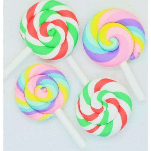 10PCS Polymer Clay Lollipop Miniatures,Party Cake Decoration Toppers,Home D.I.Y Crafting Charms 26*43mm