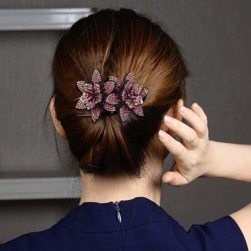 2 Size Women Shinning Rhinestone Flower Duckbill Hair Claws Hair Clips Hair Accessories For DIY Hair Styling Tools