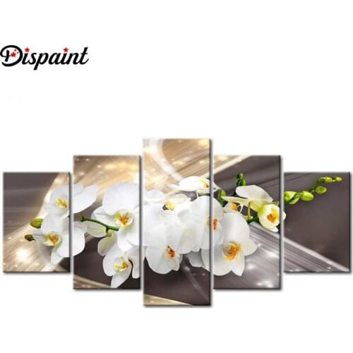 Dispaint 5pcs Full Square/Round Drill 5D DIY Diamond Painting "Flower orchid" Multi-picture Combination Embroidery 5D Decor
