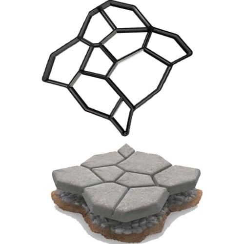The Garden Stone Road Concrete Molds Pavement Mold DIY Plastic Path Maker Mold Manually Paving Cement Brick Molds B 50*50*4.4cm