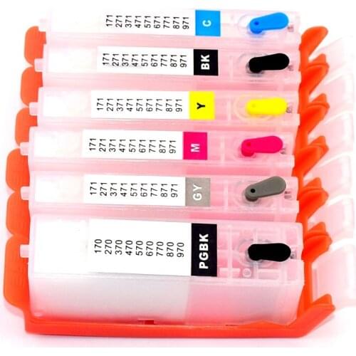 6 Color PGI-570 CLI-571 Refill Ink Cartridge for Canon MG7750 MG7751 MG7752 MG7753 TS9050 TS9055 TS8050 TS8051 TS8052 TS8053