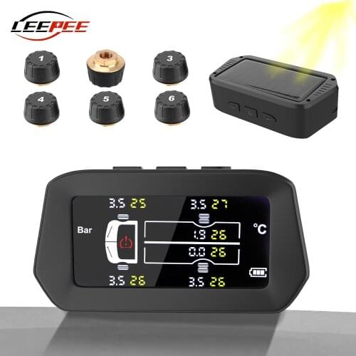 6 Sensors Solor TPMS Truck Tyre Pressure Monitoring System Wireless Digital Display Tire Diagnose Freight Car Oversize Vehicle