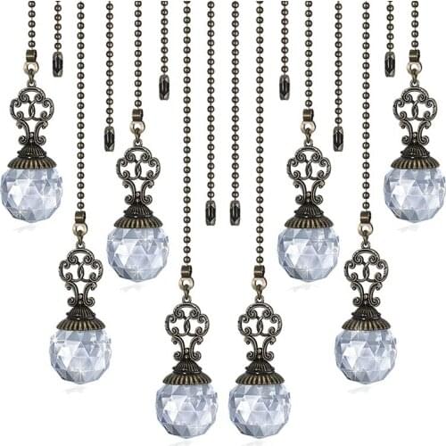 8Pack Ceiling Fan Pull Chains Prism Ball Extension Fan Pull Chain Pendant Vintage Ceiling Fan Chain Extender Transparent