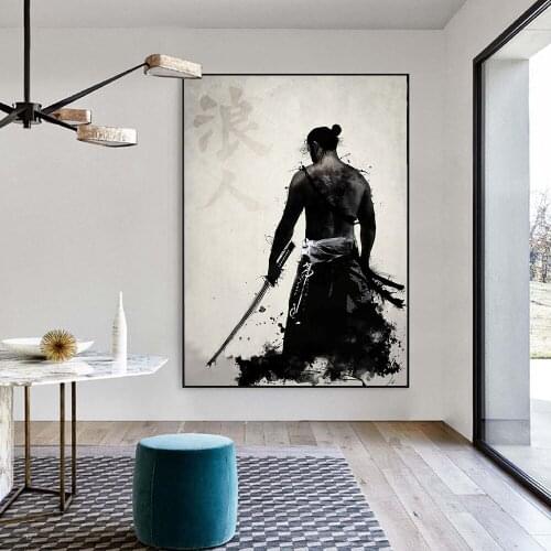 Diamond Painting Japanese Samurai Poster Modern Wall Art Rhinestone Embroidery Decorative Painting Living Room Decoration Framel