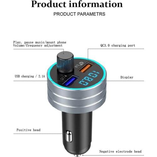 QC 3.0 Dual USB Charger Car Bluetooth 5.0 Fm Transmitter MP3 Player Car Car Quick Charge Adapter Handsfree Calling Bluetooth