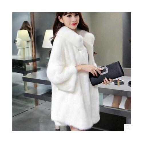 Black And White Womens Large Size Casual Fake Mink Fur Jackets Long Section Winter And Autumn Female Fake Fur Outwears K826