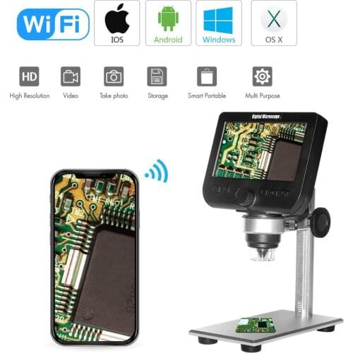 1000X Digital Wireless Wifi Microscope 4.3 Inch 1080P Lcd Screen 8 Led Camera Magnifier for Iphone Xiaomi IOS Android with stand