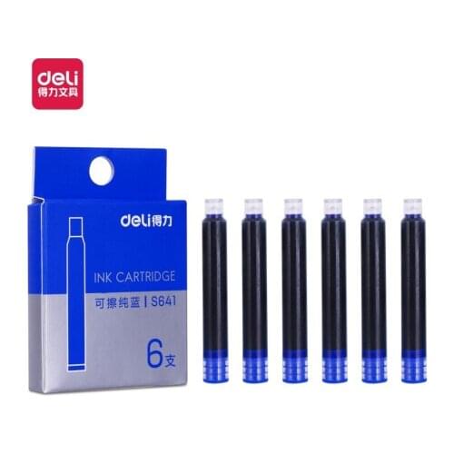 Deli S641 Disposable Fountain Pen Ink Cartridge Refills Bottle box Blue/Black/Blue Black School Office Stationery Supplies