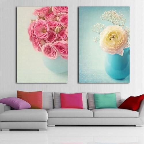 Henna Flower in Vase Modern Print Frameless Canvas Art Oil Painting Home Decoration Modular Picture for Living Room Wall
