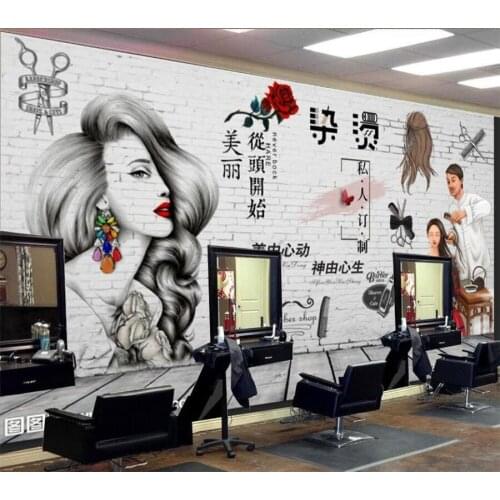 Customized wallpaper 3d фотообои industrial style beauty salon hair salon TV background wall decoration painting papel de parede