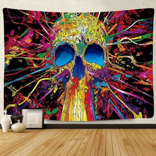 Tool Band Poster Tapestry Colorful Skull Tapestry Dhyana Meditations Chakras Tapestry for Bedroom Decor