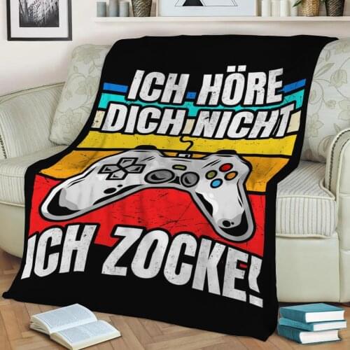 Ich hre dich nicht ich Throw Blanket Print on Sherpa Blankets Soft for Sofa Customized DIY Plush Thin Quilt