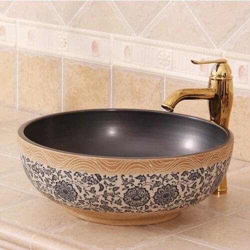China Artistic Procelain Handmade Europe Vintage Lavabo Washbasin Artistic Bathroom Sink Art Counter Top lavabo wash basins