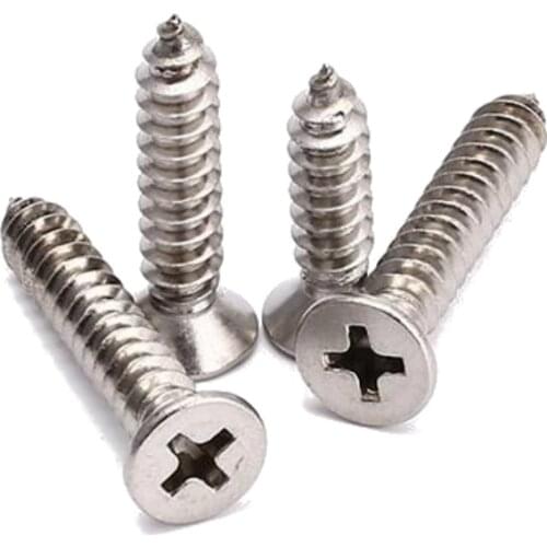 M5 M6 304 Stainless Steel Countersunk Cross Head Flat Self Tapping Screws