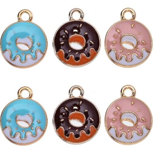 10Pcs/Lot 15*18MM Cute Multicolor Donut Food Charm Pendant For Girl Earring Bracelet Handmade Accessories Sweet Gift Wholesale