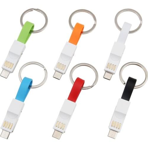 Mini KeyChain Micro USB Type C Cable Lighting Charger Cable For iPhone Samsung Portable USB Type-C USB-C Cable Accessory 50pcs