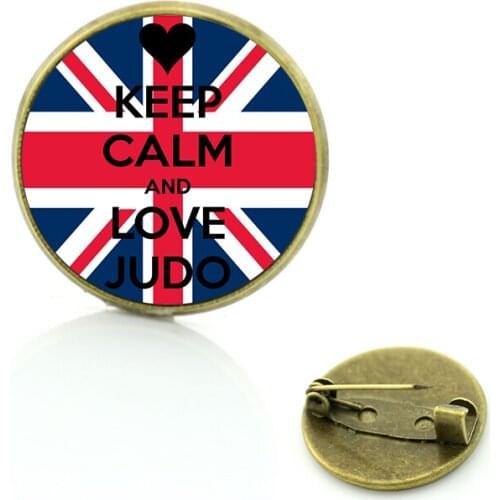 JWEIJIAO fashion I Love Judo brooches vintage judo black belt art charms karate sports badge pin men women jewelry SP575