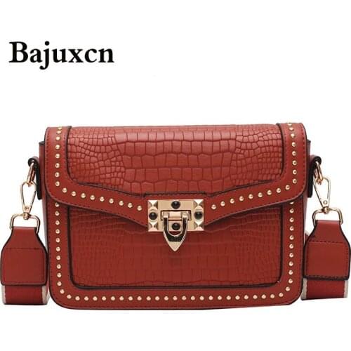 Fashion Solid Color Pu Leather Crossbody Bags For Women Shoulder Messenger Bag Lady Travel New Handbags Rivet Cross Body Bag
