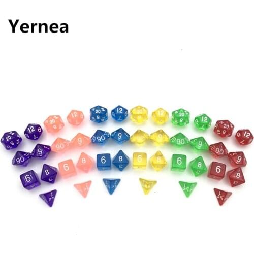 New 7Pcs Set High-quality Multiaspect Dice Multi Color Transparent Acrylic Dice D4 D6 D8 D10 D10% D12 D20 RPG Dice
