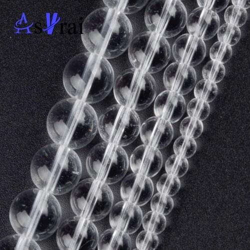 Natural White Glass Beads Round Spacer Loose Beads for Jewelry Making 4mm-12mm DIY Bracelets Nevklace Jewellery Wholesale 15"