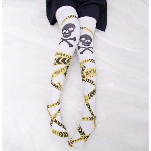 New Creative Design Women Sexy Stockings 3D Printing Cartoon Cosplay Funny Silk Female High Knee Stockings For Girls Gift